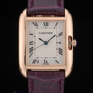 Cartier replica tank americaine rose gold strip leather cherry orologio imitazione perfetta
