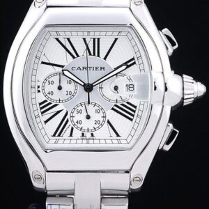 Cartier replica roadster white dial acciaio orologio imitazione perfetta