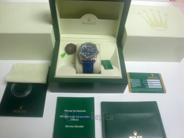 rolex replica daydate white gold blue strip leather orologio replica copia imitazione