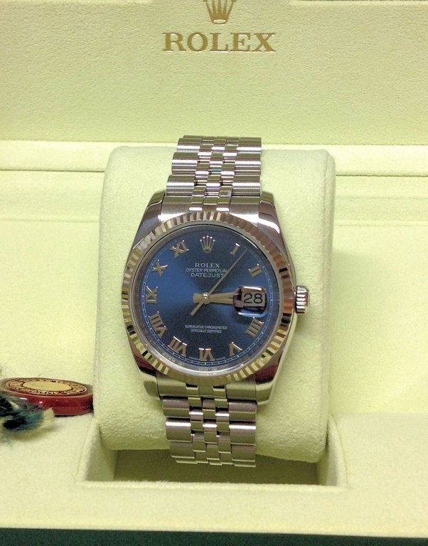 Rolex replica Datejust 116234 36mm Blue Roman orologio copia