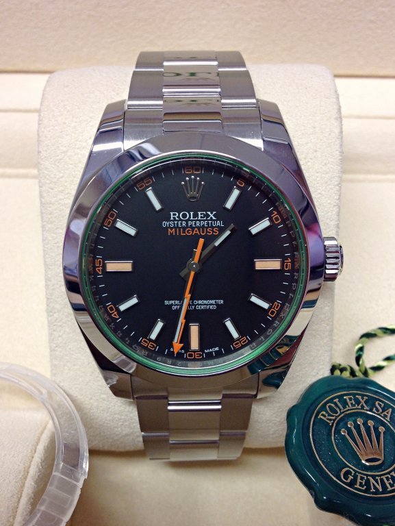 rolex replica milgauss black dial green glass sapphire orologio replica copia lusso imitazione